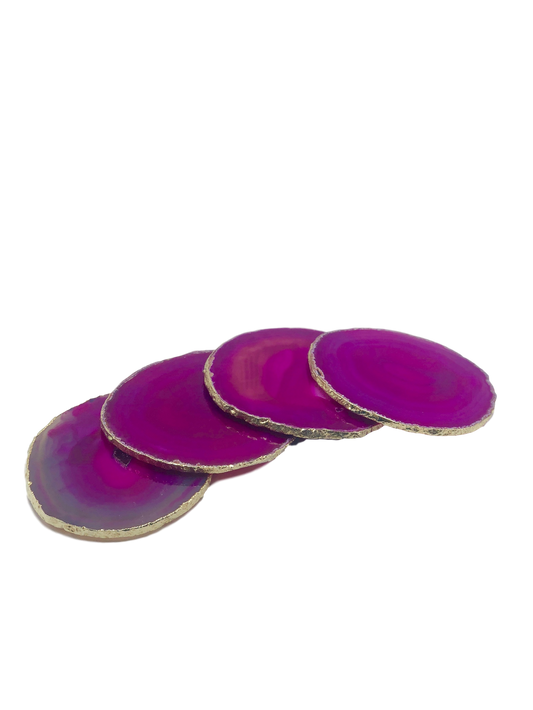 Agate Coasters with Gold Trim, Set of 4
